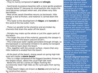 A Level Geography Coast Notes- Origin and development of landforms