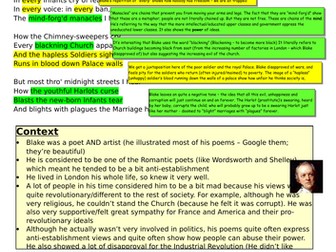 William Blake's 'London' key information sheet
