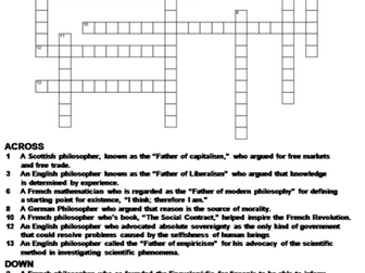 Age of Enlightenment Crossword Puzzle
