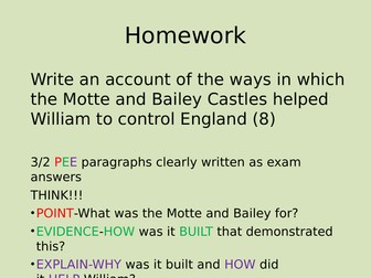 AQA New GCSE- Normans - Norman castles and impact on William's  control.