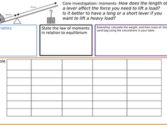 KS3 core investigations- Moments