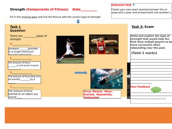 AQA GCSE PE The 4 Types of Strength Work Sheet (Component of Fitness)