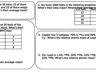 Isotopes - relative abundance calculations structured worksheet