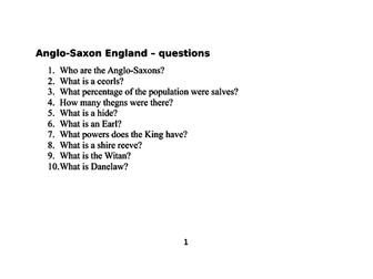 Edexcel Anglo Saxon and Norman England quizzes