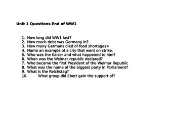 Edexcel Weimar and Nazi Germany quizzes