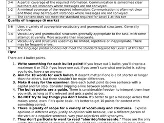 AQA GCSE Spanish Foundation Writing Question 2 Guide (40 word question)