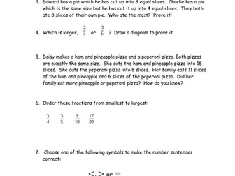 Equivalent Fraction Word Problems