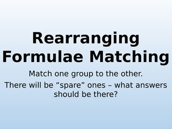 Rearranging Formulae Resources | Tes