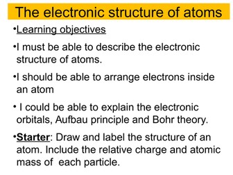 New BTEC Level 3 Applied science Unit 1_A1_The electronic structure of atoms_ Lesson 1