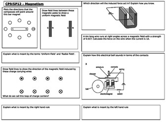 Edexcel GCSE CP10 + CP11 / SP12 + SP13 Revision Mats - EM Induction & The Motor Effect