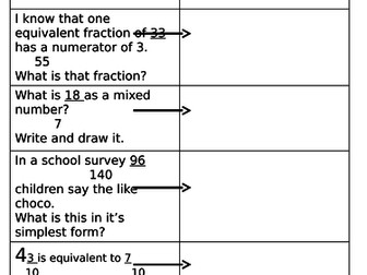 Fraction Equivalence questions to show greater depth