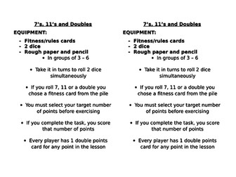 Pack of Fun Fitness games/ideas for lessons