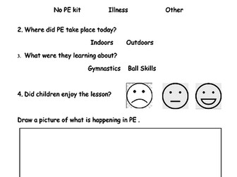 Non-participation sheets for PE