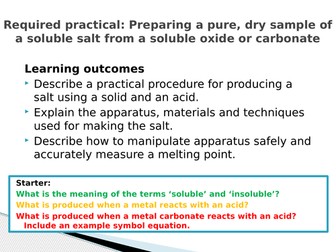 AQA GCSE 9-1 Chemistry - Chemical Changes-REQ PRAC - Preparing a pure, dry sample of a soluble salt