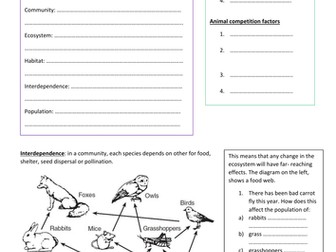 GCSE Biology new spec Ecology unit for foundation and higher worksheets ...