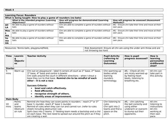 Complete half term planning for Rounders inc rules