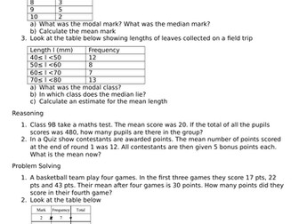 9-1 Maths GCSE Fluency, reasoning & Problem Solving: Averages