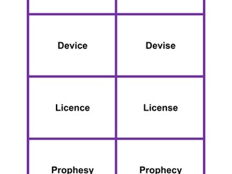 Y5/6 Homophones planning and activities for words ending in -ce/-se