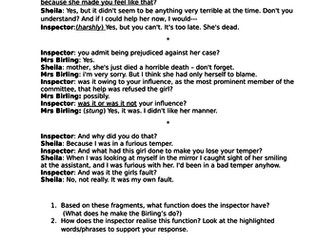 The Role/Function  of Inspector Goole in An Inspector Calls