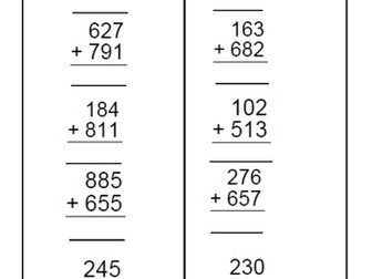 Year 3 - Column Addition Worksheet - KAGAN Rally Coach - Includes Answers