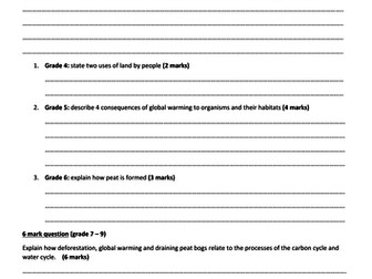 GCSE Biology new spec Ecology unit for foundation and higher worksheets