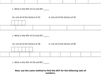 Properties of Integers - HCF and LCM Worksheets