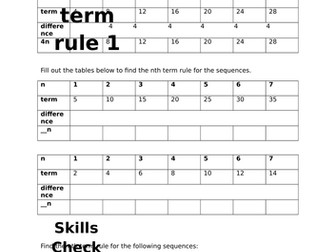 Sequences - Generating sequences and Nth term rule