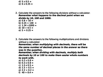 Multiplying and Dividing with Decimals