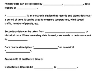 Data Vocabulary - Fill the gaps keywords