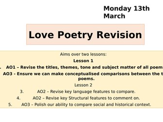 AQA GCSE Relationships poetry - two revision lessons
