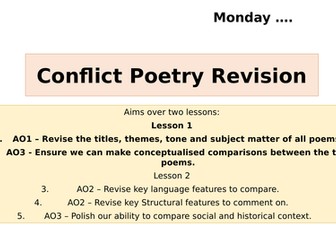 AQA GCSE Conflict Poetry - two revision lessons