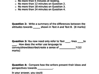 Paper 2 English Language pairs of texts for exam practice.