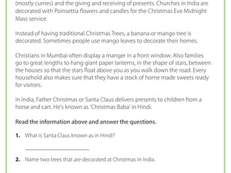 Reading Comprehension - Christmas in India
