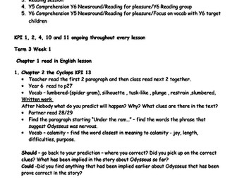 Reading plan for the Adventures of Odysseus by Hugh Lupton