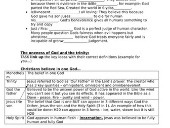 Religious Studies AQA GCSE A Work booklet -Christianity & Islam