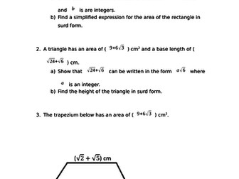 Area with Surds