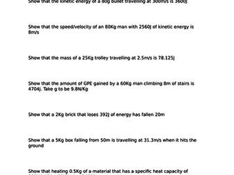 AQA Energy and Electricity calculations