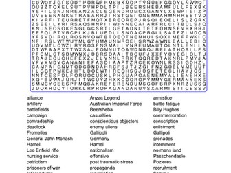Australia in World War I Word Search