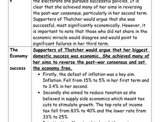 Model Answer: How successful were Thatcher’s domestic policies in the period from 1979 to 1990?