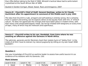 Churchill - relationship with generals and strategic decisions  - for OCR A Level history