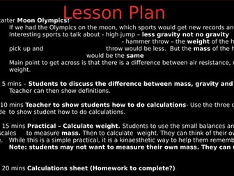 Mass weight gravity and equation practice