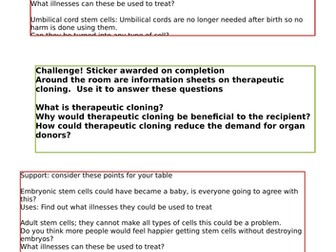 Stem cells Full independent and differentiated lesson AQA