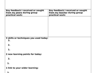 GCSE Drama Reflection Tracker