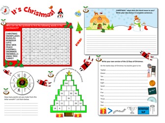 CHRISTMAS LITERACY AND NUMERACY ACTIVITIES A3 WORKSHEET