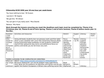 SOW Citizenship 9-1 Edexcel GCSE Theme A