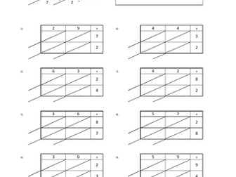 Long Multiplication practice worksheets chinese or lattice method