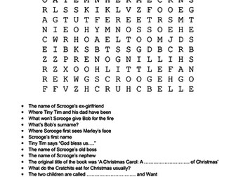 A Christmas Carol - Cryptic Wordsearch