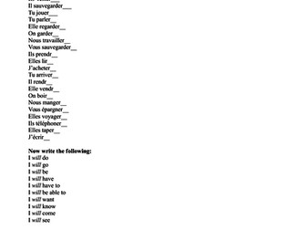 Future tense exercises French