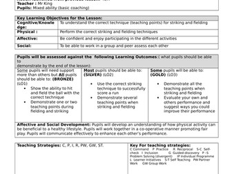 Striking and Fielding lesson plan