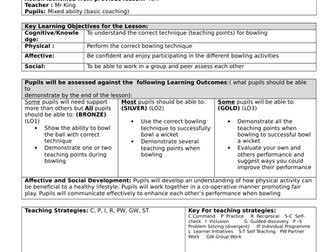 Cricket bowling lesson plan